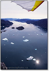 Aerial view of a fjord west of Narssaq, Greenland