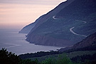 Car on Cabot Trail at sunset, Cape Breton Highlands National Park, Nva Scotia