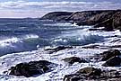 Ocean waves breaking on rocky shoreline, Duncans Cove, Nova Scotia