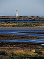 Lighthouse with coastal area at low tide, Cape Sable Island, Nova Scotia