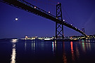 Halifax skyline with bridge at night