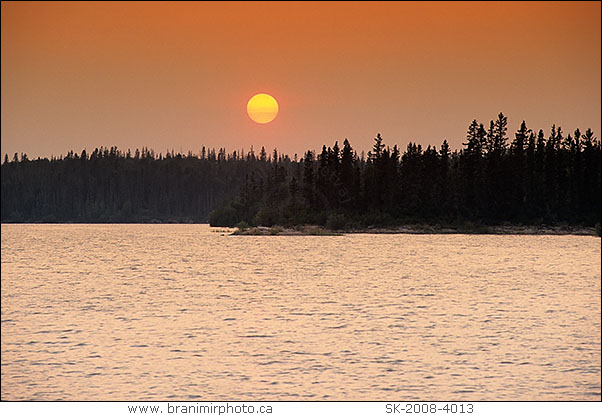 sunset on Churchill River, Saskatchewan