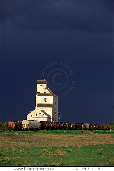 freight train and elevator, after a storm