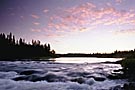 rapids on Churchill River at sunset