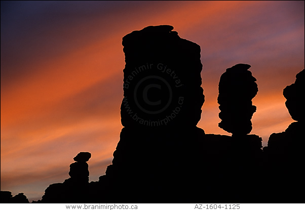 Rock formations at sunset, Chiricahua Natl. Monument