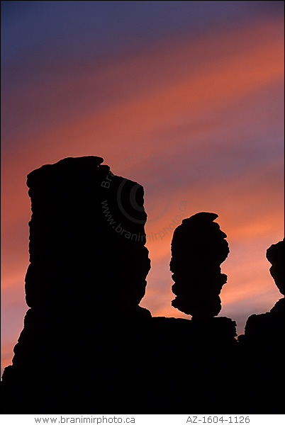 Rock formations at sunset, Chiricahua Natl. Monument