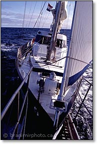 sailboat in soft morning light