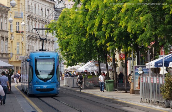 Electric tramway on Jurisiceva street in downtown Zagreb